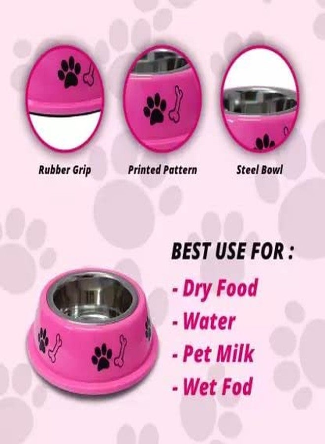 Pups&Pets وعاء طعام وماء مطبوع مضاد للانزلاق من الفولاذ المقاوم للصدأ من Pups&Pets، سعة 400 مل، مناسب للكلاب الصغيرة والجراء والقطط، ألوان متنوعة - Image 3